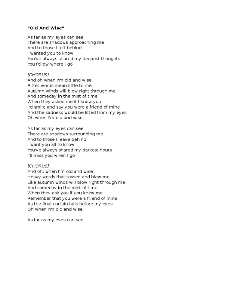 Old And Wise Chords