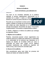 Unidad 4 Realización Del Informe y Procedimiento de Auditoría ISO 9001:2008