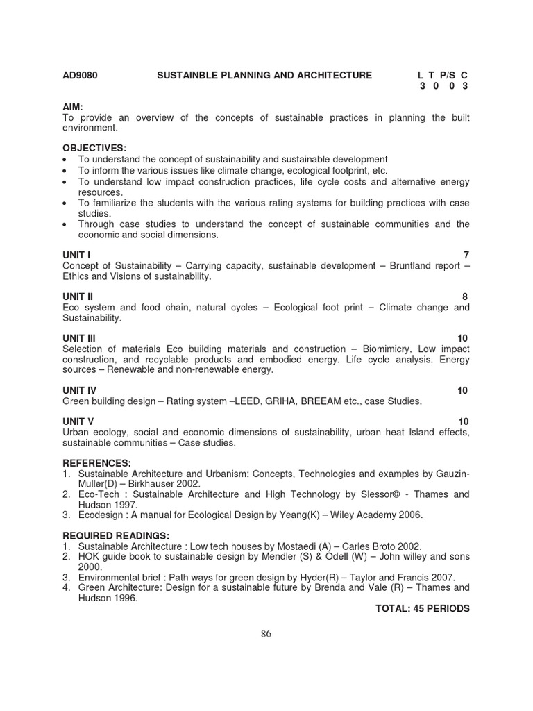 Sustainable Planning and Architecture | PDF