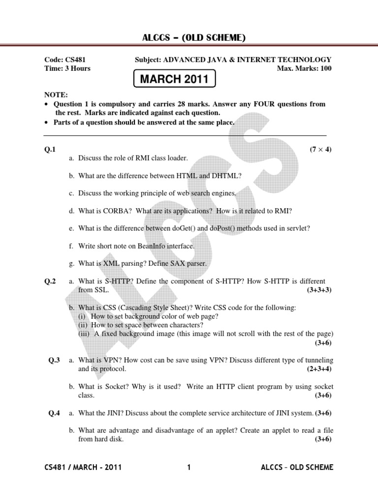 Advanced Java & Internet Tech Exam | PDF | Technology & Engineering