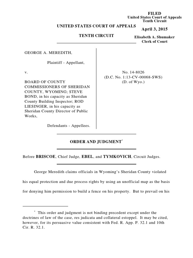 Meredith v. Board of County Commissioners, 10th Cir. (2015) PDF
