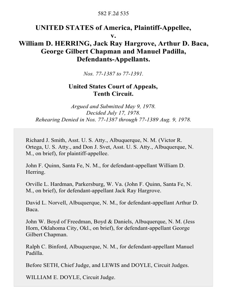 United States v. William D. Herring, Jack Ray Hargrove, Arthur D. Baca