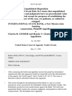 International State Bank, A New Mexico State Banking Corporation v. Charles R. Ginder and Bonnie T. Ginder, 933 F.2d 1019, 10th Cir. (1991)