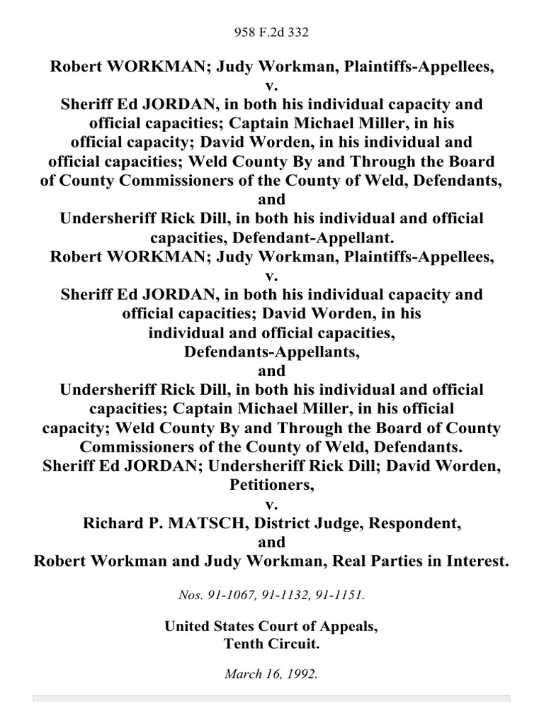 Qualified Immunity Appeal in Workman Case | PDF | Mandamus | Lawsuit