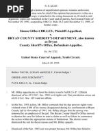 Simon Gilbert Billey v. Bryan County Sheriff's Department, Also Known As Bryan County Sheriff's Office, 51 F.3d 285, 10th Cir. (1995)