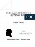 Laywine Kants Early Metaphysics and The Origins of The Critical Philosophy