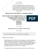 Alphonso Dwane Frazier, Sr. v. Department of Corrections Joe Williams, Warden Corrections Medical Services Terry Dukes, Administration Cathy Rutin, Acting D.O.N. Scott Gretchen, Dietician, Defendants, 125 F.3d 861, 10th Cir. (1997)