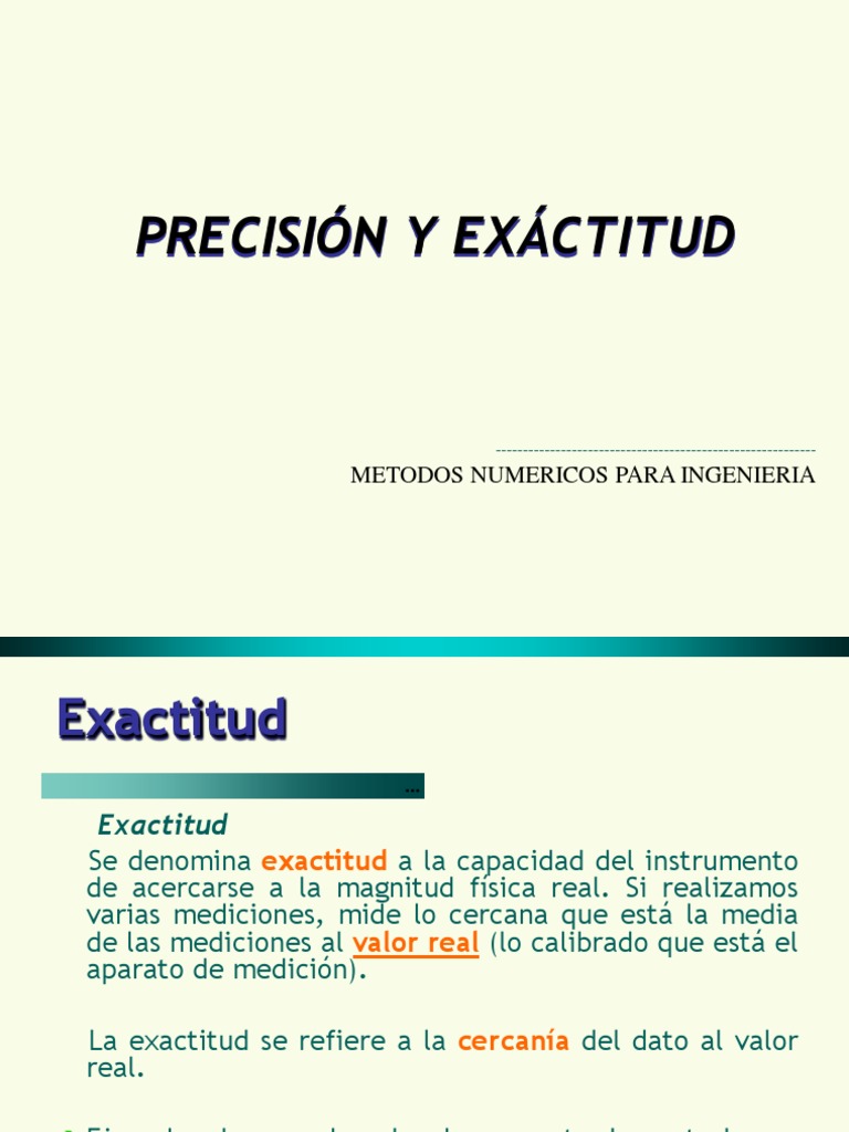 Precisión y Exactitud en Métodos Numéricos | PDF | Exactitud y ...