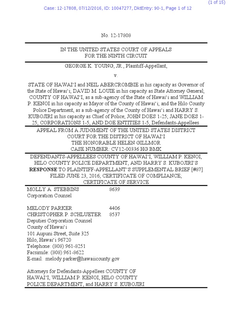 County of Hawaii Supplemental Brief | PDF | Second Amendment To The ...