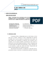 Informe de La Obra de Saneamiento