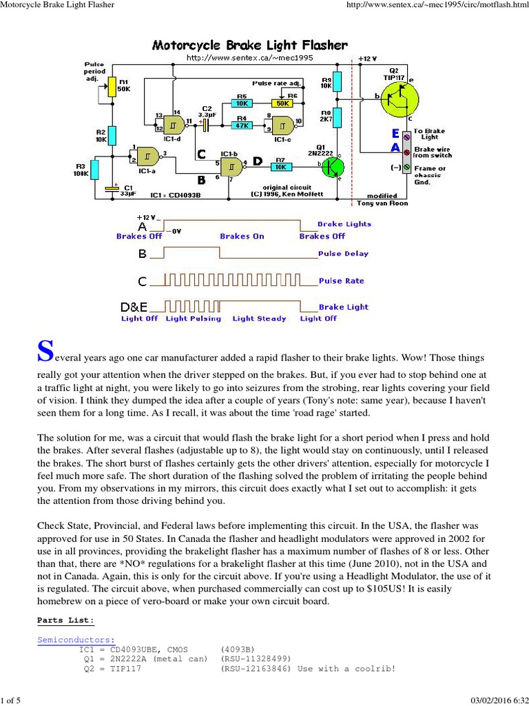 Motorcycle Brake Light Flasher Electrical Circuits Electronic Circuits