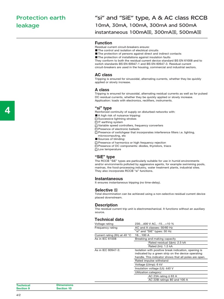 RCCB Types and Specifications Guide | PDF | Alternating Current ...