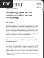 Movimento Negro, Saberes e a Tensão Regulação-emancipação Do Corpo e Da Corporidade Ne