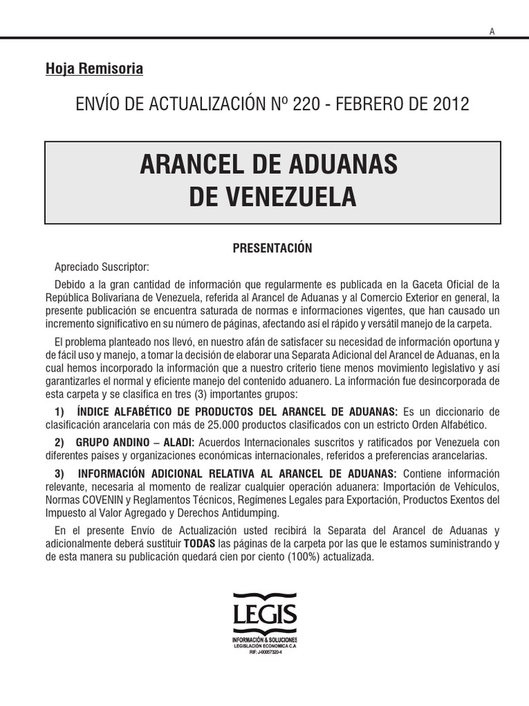 Arancel de Aduanas de Venezuela PDF | PDF