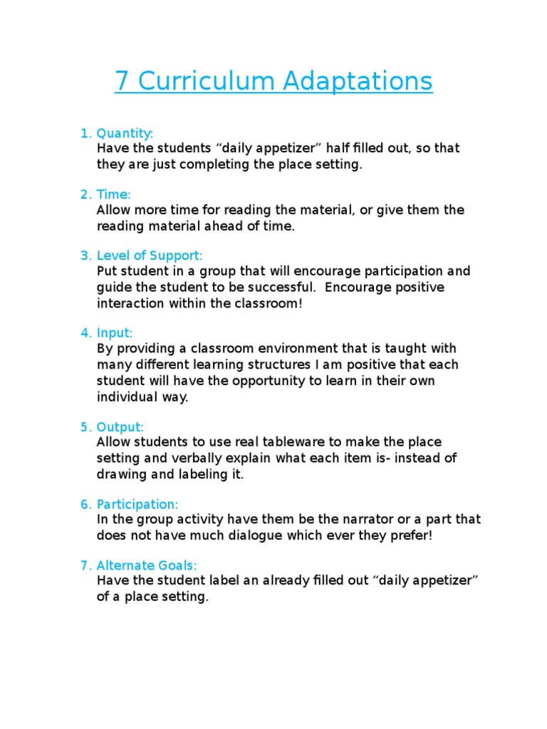 7 Curriculum Adaptations Pdf