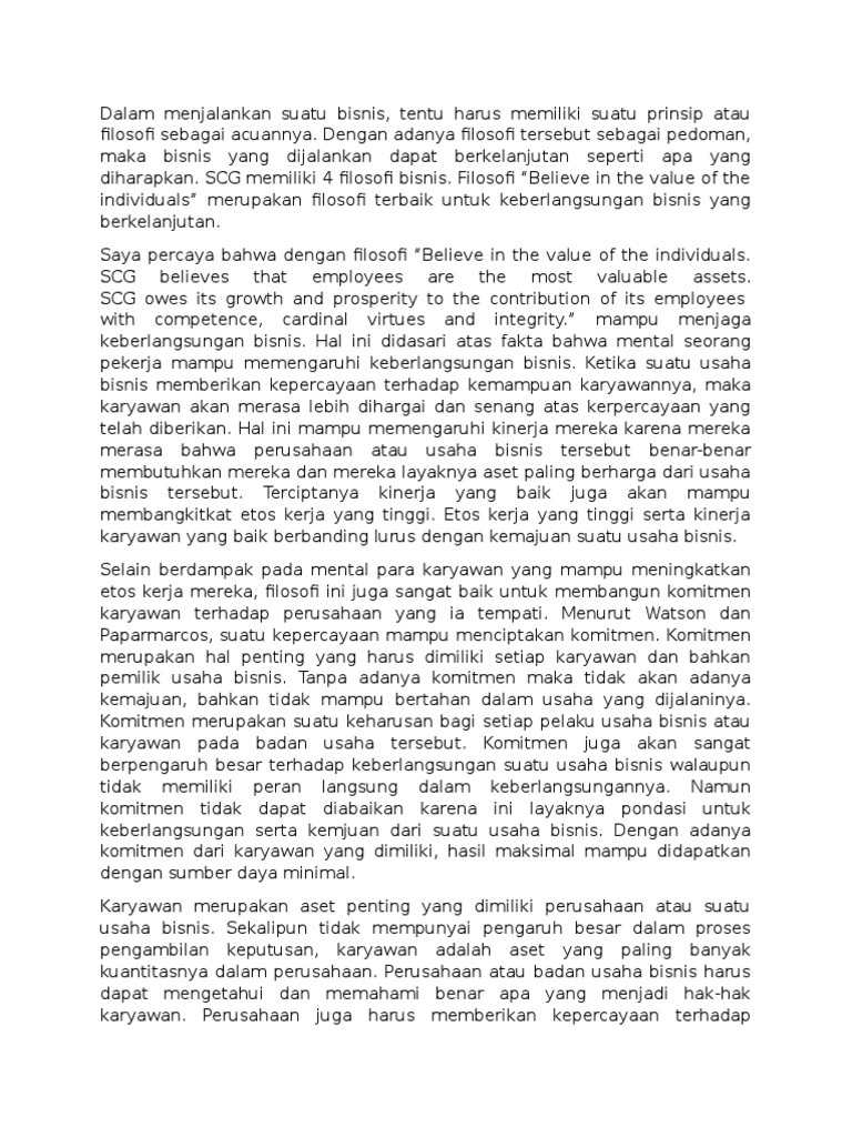 Filosofi Keberlangsungan Bisnis SCG | PDF