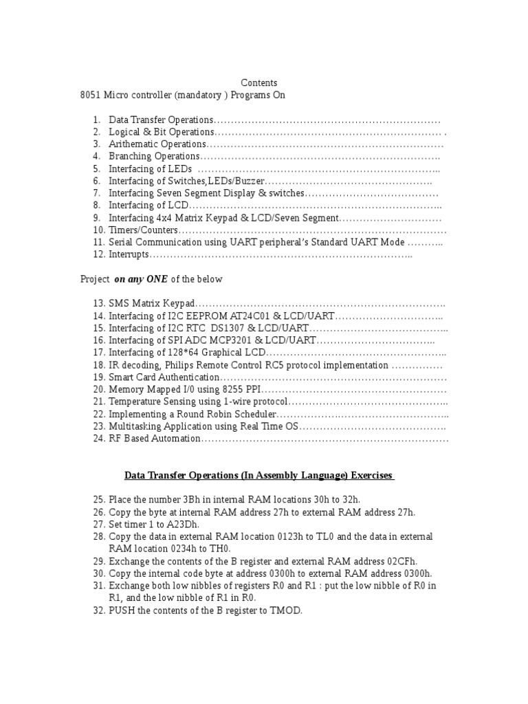 8051 assignment questions