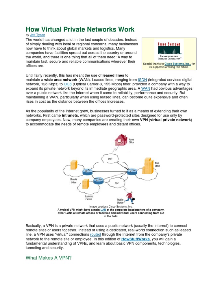 How Virtual Private Networks Work | PDF
