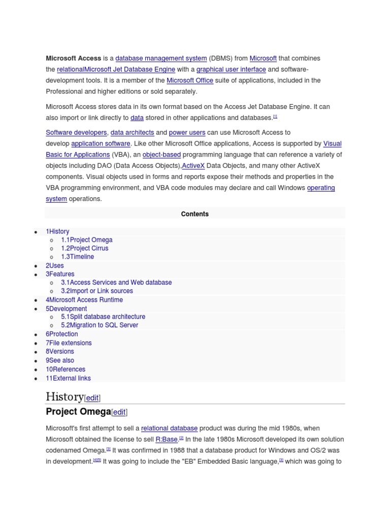 History: Microsoft Access Is A | PDF | Microsoft Access | System Software