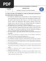 4.1.1 What Is The Policy of The Institution For Creation and Enhancement of Infrastructure That Facilitate Effective Teaching and Learning?