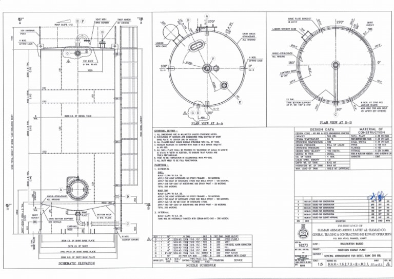 Diesel Tank General Arrangement Plan | PDF | Business