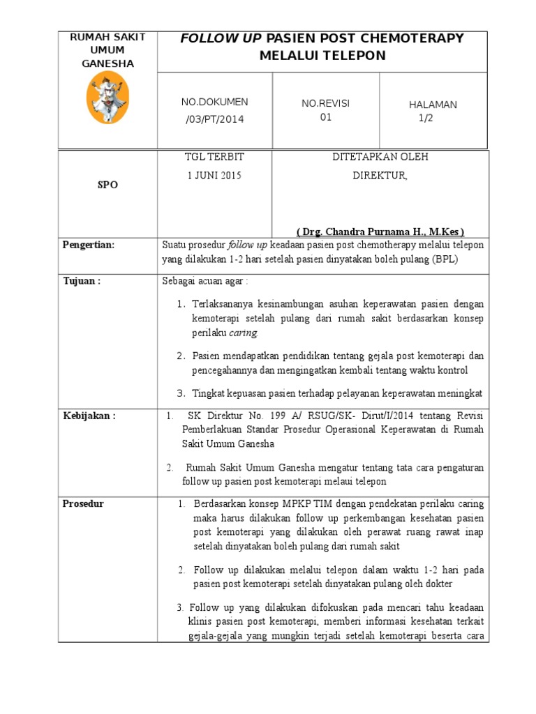 Follow Up Pasien Pasca Kemoterapi | PDF