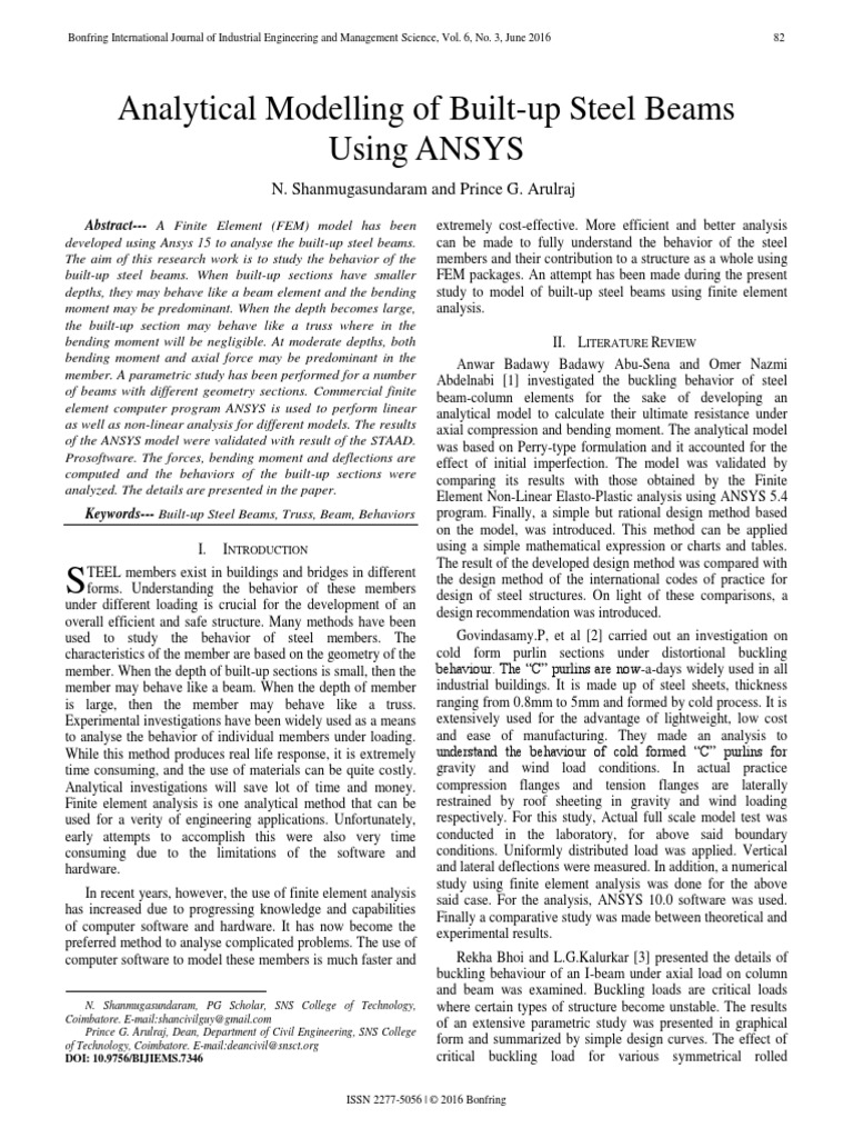 Analytical Modelling of Built-Up Steel Beams Using ANSYS | PDF | Beam ...