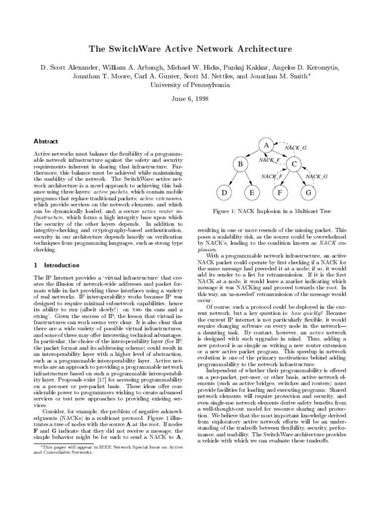 SwitchWare Network Architecture | PDF | Network Packet | Computer Network