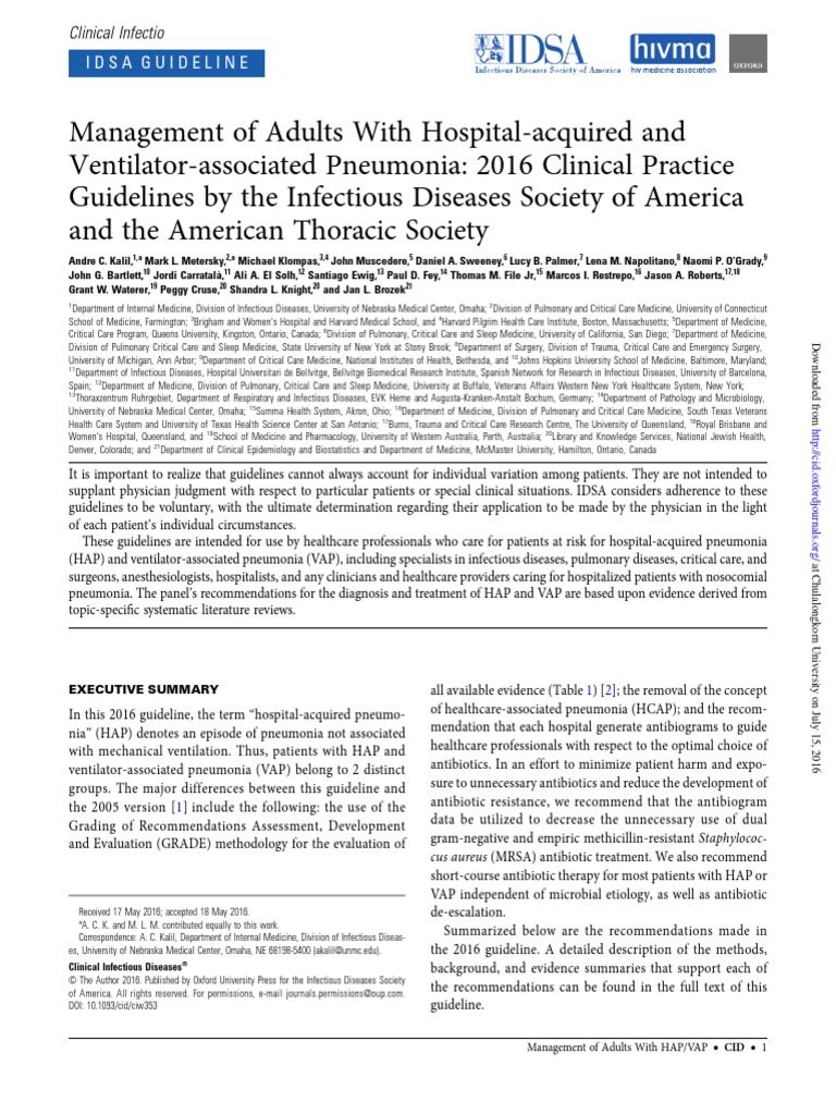 HAP/VAP Guideline 2016 Methicillin Resistant Staphylococcus Aureus