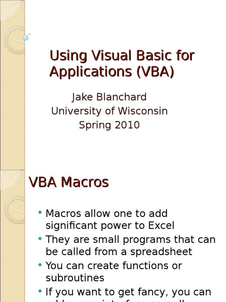 Excel VBA for Beginners | PDF | Microsoft Excel | Control Flow