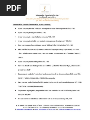 SCPL Pre Evaluation Checklist