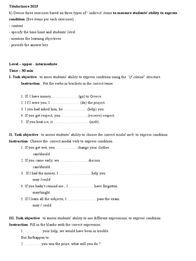 Devise Three Exercises Based On Three Types of | PDF