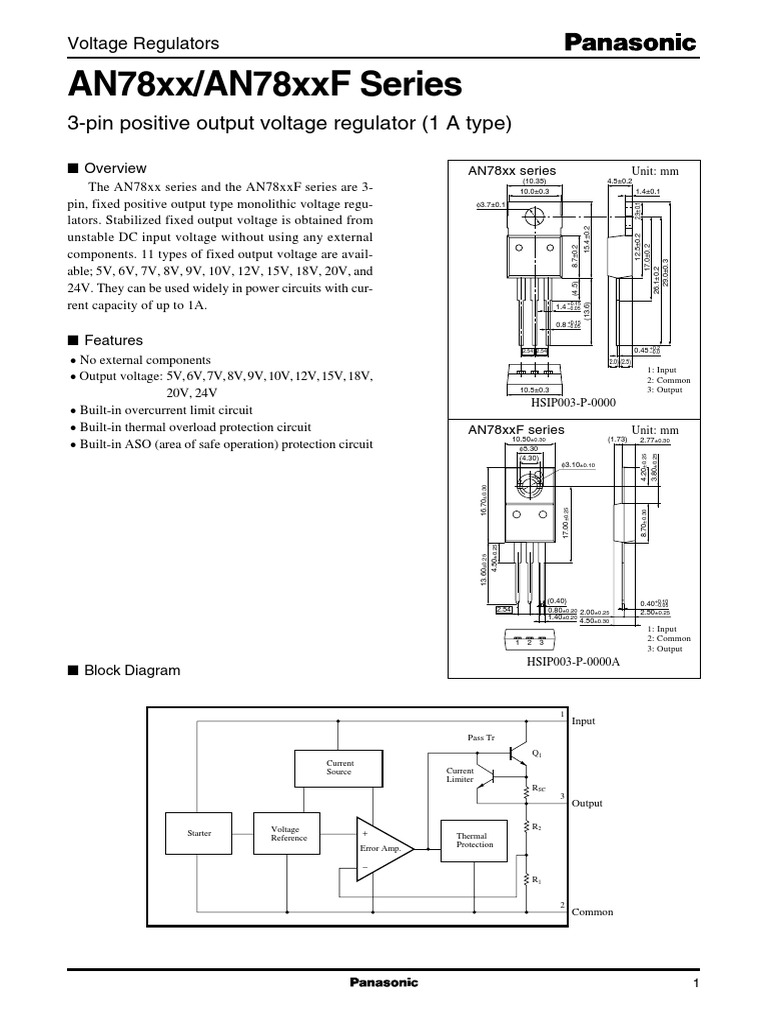 AN78xx Series Voltage Regulators Overview | PDF | Capacitor ...