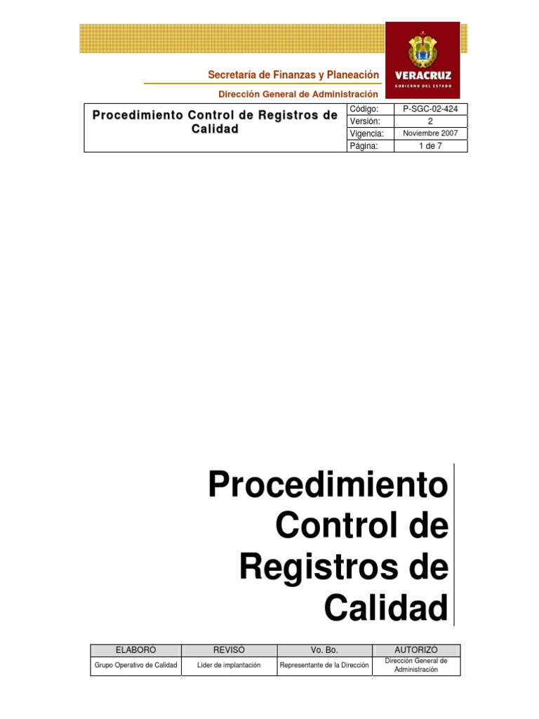 12. Procedimiento Control de Registros de Calidad | Calidad (comercial ...
