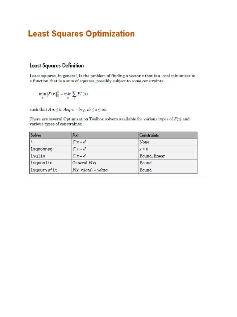 Least Squares Optimization : Least Squares Optimization – LPOMS