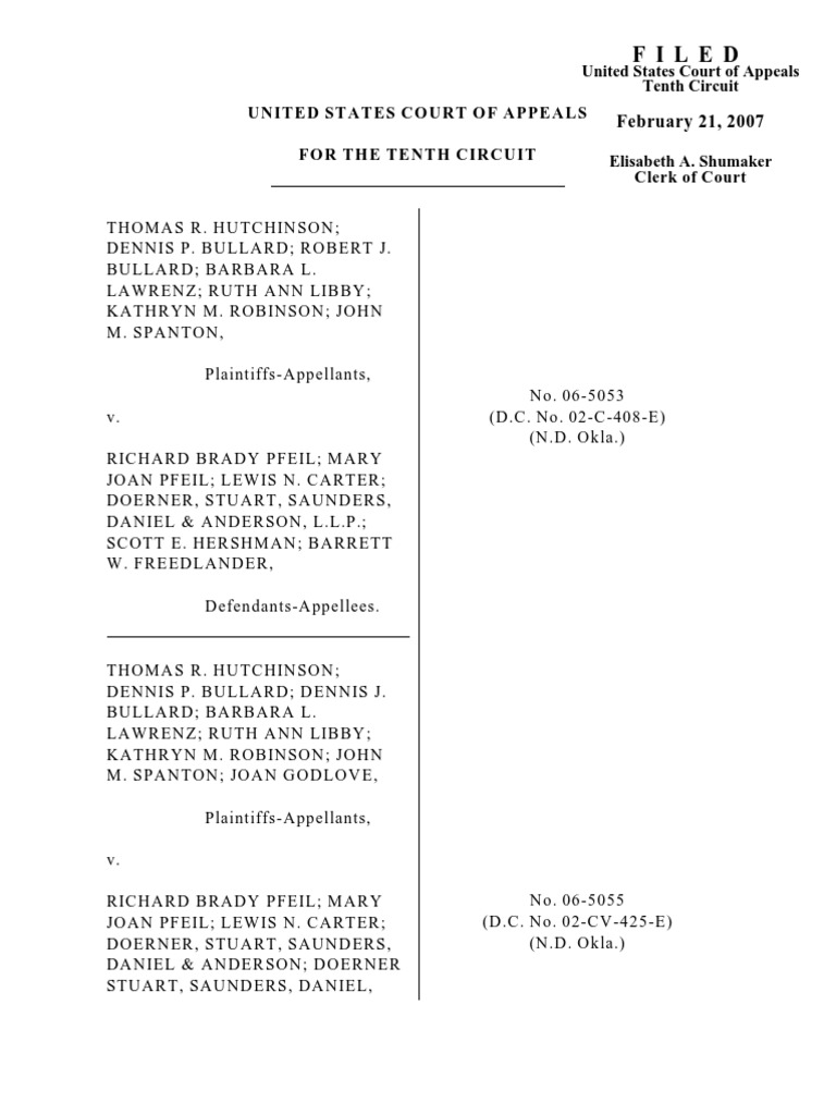 Hutchinson v. Pfeil, 10th Cir. (2007) PDF Federal Rules Of Civil