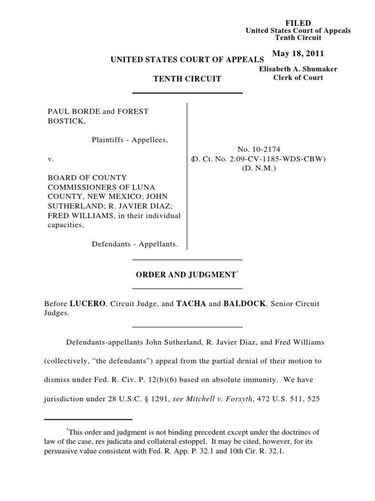 Borde v. Board of County Commissioners, 10th Cir. (2011) PDF Due