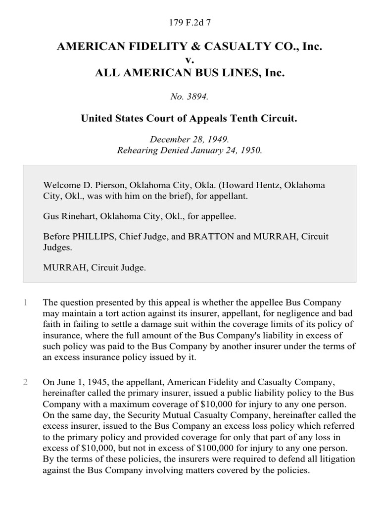 American Fidelity & Casualty Co., Inc. v. All American Bus Lines, Inc