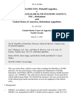 Jan M. Hamilton v. Northeast Kansas Health Systems Agency, Inc., and United States of America, 701 F.2d 860, 10th Cir. (1983)