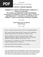 Gene McGill v. American Land & Exploration Company, a Delaware Corporation Steve Holsey, an Individual Commercial Funding Corporation, an Oklahoma Corporation Glen P. Vance, an Individual Jesse J. Arevelos, Jr., an Individual and William F. Probst, an Individual, 776 F.2d 923, 10th Cir. (1985)