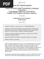 Frank Lee v. Town of Estes Park, Colorado, a Municipal Corporation Gregg Filsinger, Robert W. Ault Walter F. Kappely, Odd Lyngholm, 820 F.2d 1112, 10th Cir. (1987)