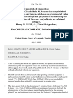 Harry G. Gust, Jr. v. The Coleman Company, 936 F.2d 583, 10th Cir. (1991)