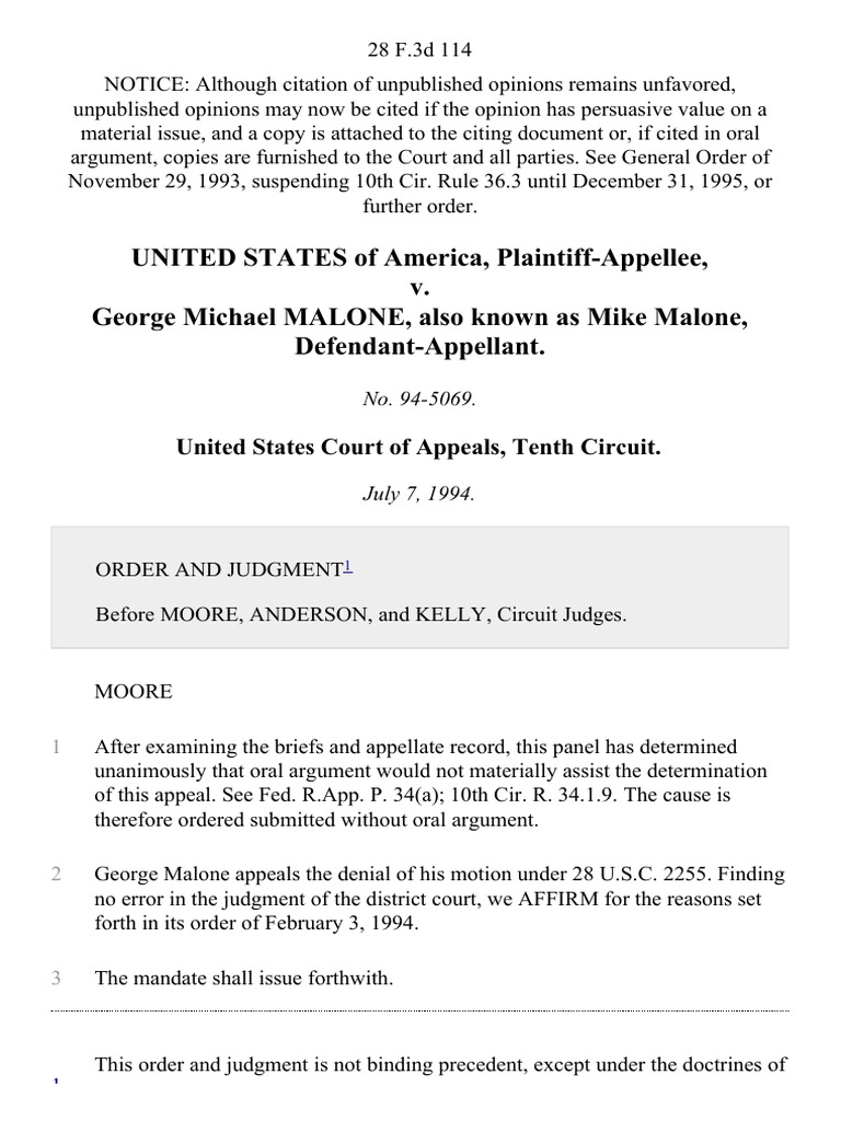 United States v. Michael Malone, Also Known As Mike Malone, 28 F