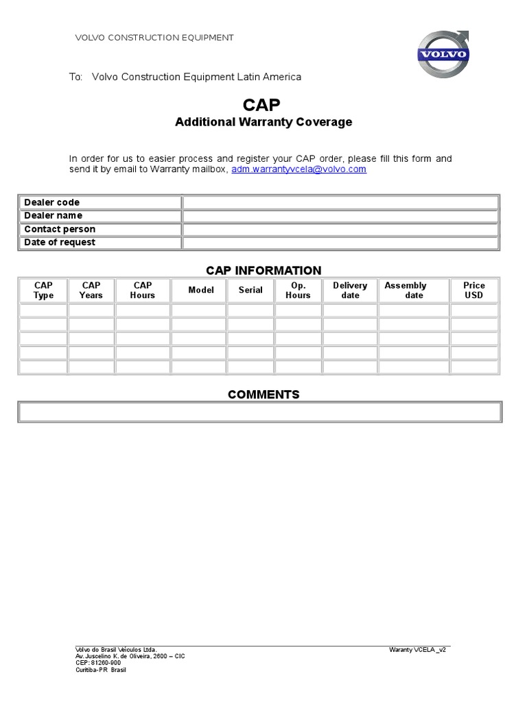 Cap Request Form PDF