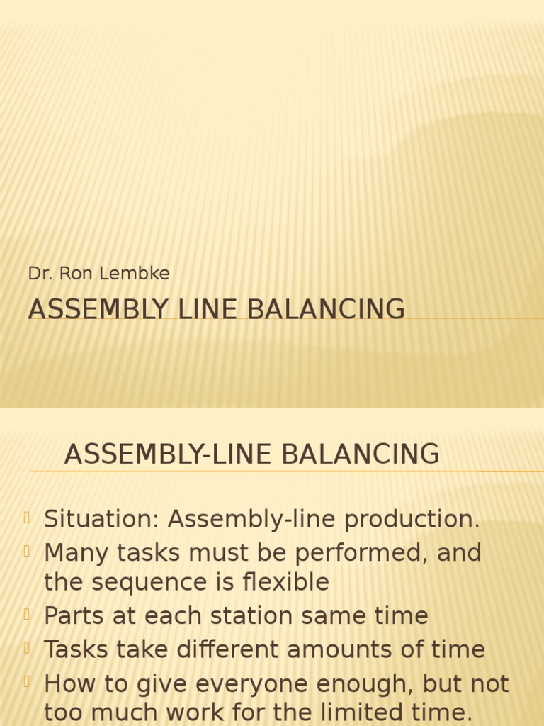 Assembly Line Balancing Techniques | PDF | Areas Of Computer Science ...