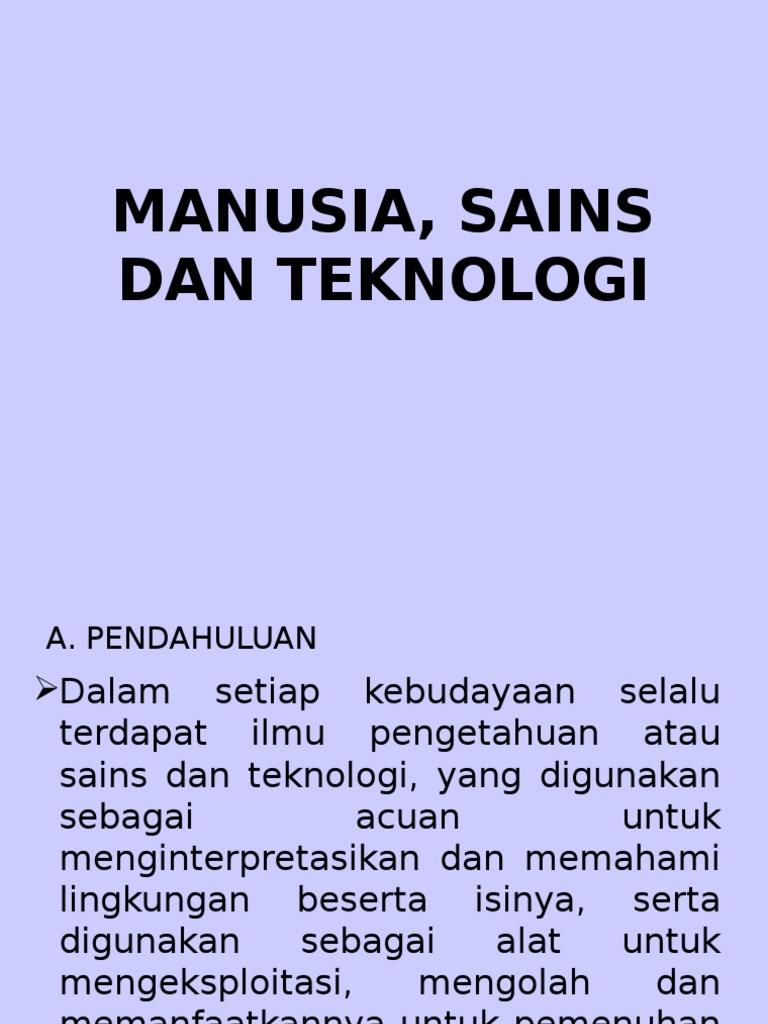 Manusia Sains Dan Teknologi