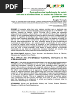 Conhecimentos Tradicionais Matriz Afro-brasileira Ensino Ciencias
