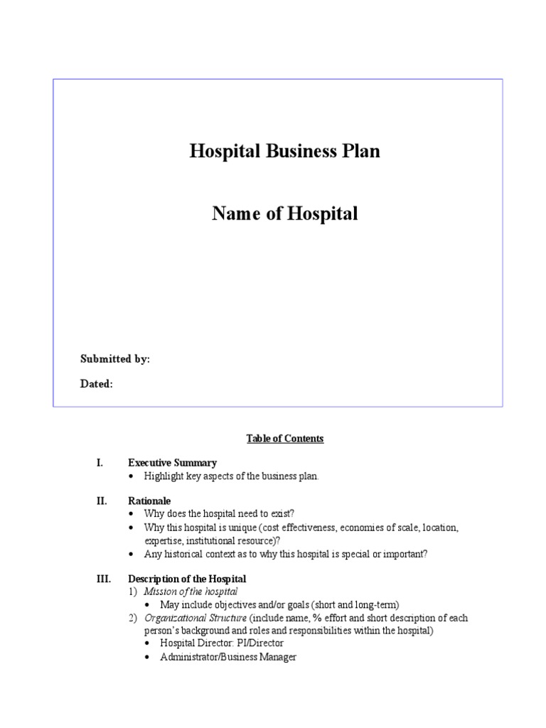 business plan medical centre