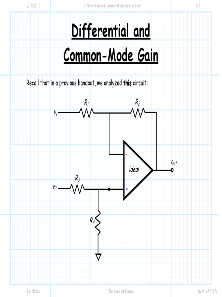 Differential and Common Mode Gain Lecture Amplifier Analog Circuits