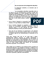 El Papel Del Maestro en El Proceso de La Integración Educativa